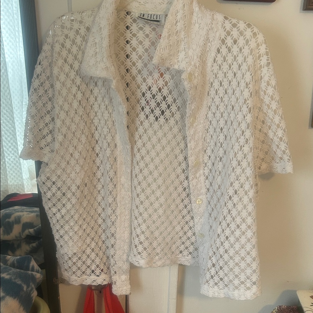 Enfocus Studio Cream Lace Top